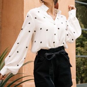 Bohme Tie Front Polka Dot Blouse